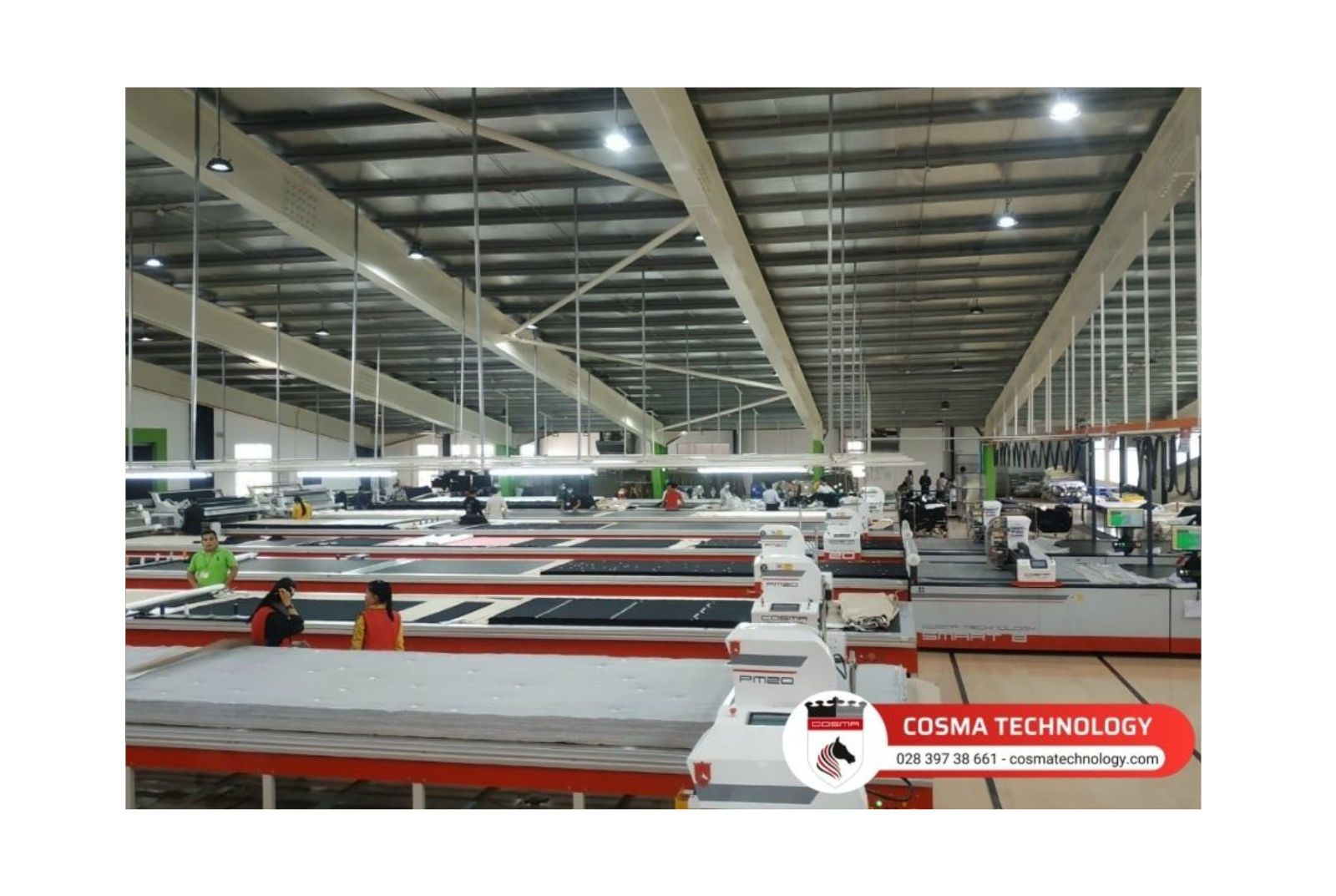 Precision cutting department with industrial equipment